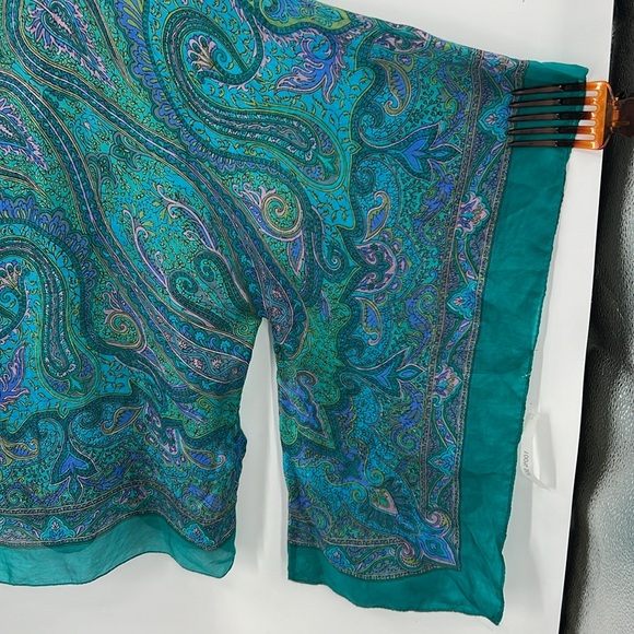 Zara 100% silk Paisley print kimono style cropped top M - Picture 2 of 7